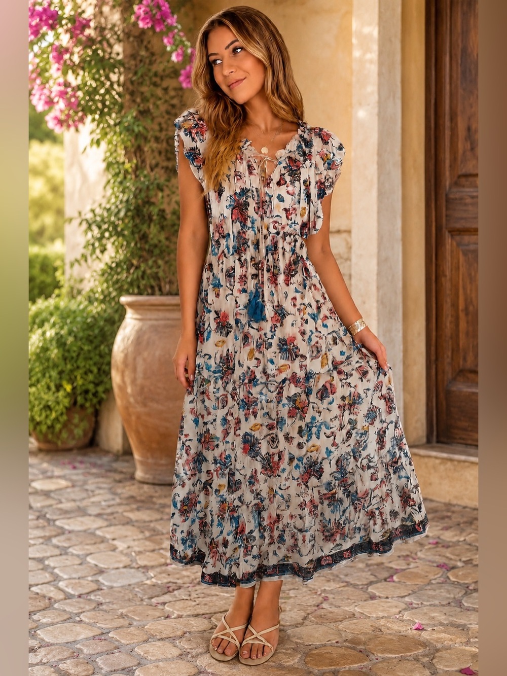 Me 2 Magic Bohemian Floral Tiered Maxi Dress – Romantic Boho Cottagecore